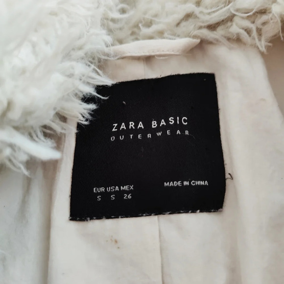 Zara Furry Coat / Oatmeal Colored / Size Small - Picture 6 of 6